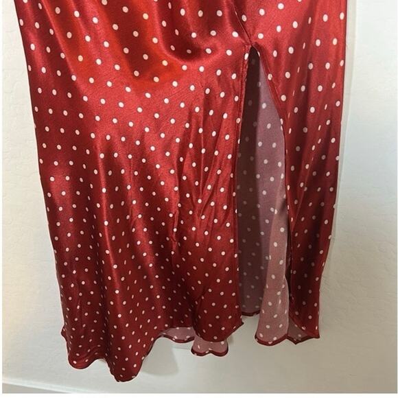 Bec and Bridge Bonjour Dress Red Polka Dot Leg Slit Strappy Crossover Size 6 NWT - Picture 7 of 10
